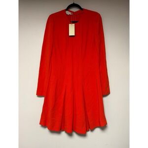Stella‎ McCartney Orange Long Sleeve Pleated Mini Dress Size 42